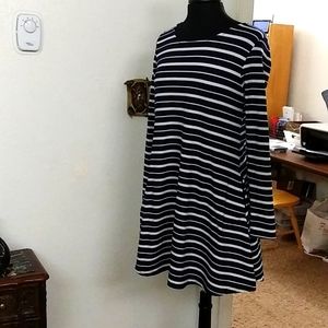 Lildy printed pocket swing tunic navy and white striped